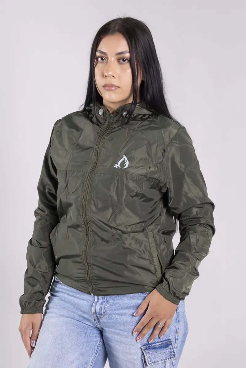 CORTAVIENTOS MUJER VERDE MILITAR